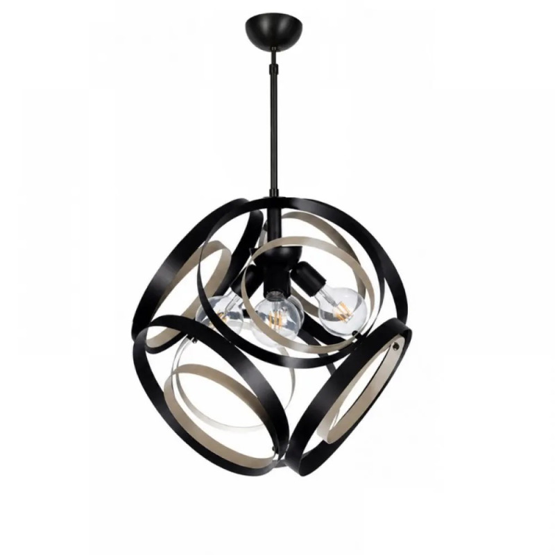 NG Lighting Κρεμαστό Φωτιστικό Οροφής Χειροποίητο Μεταλλικό Μαύρο/Μόκα Τετράφωτο Ε27 Φ55x70cm 2038077